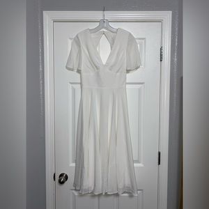 David’s Bridal Chiffon Flutter Sleeve Midi-Length Dress, Size 0.